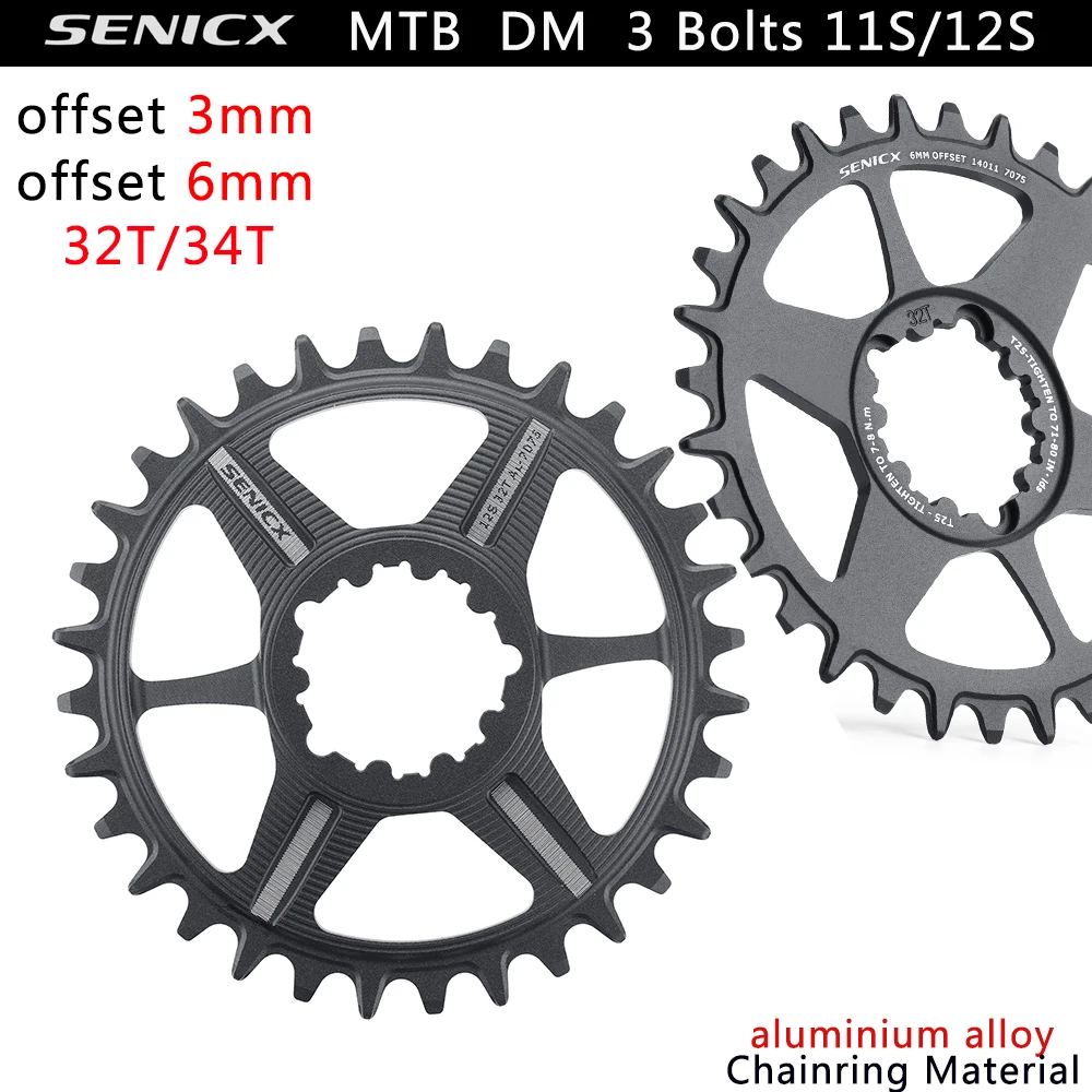 SENICX 10s 11s 12s Chainrings,7075AL CNC, offset 3mm/6MM, MTB Chainwheels, for Direct Mount Crank, compatible Eagle