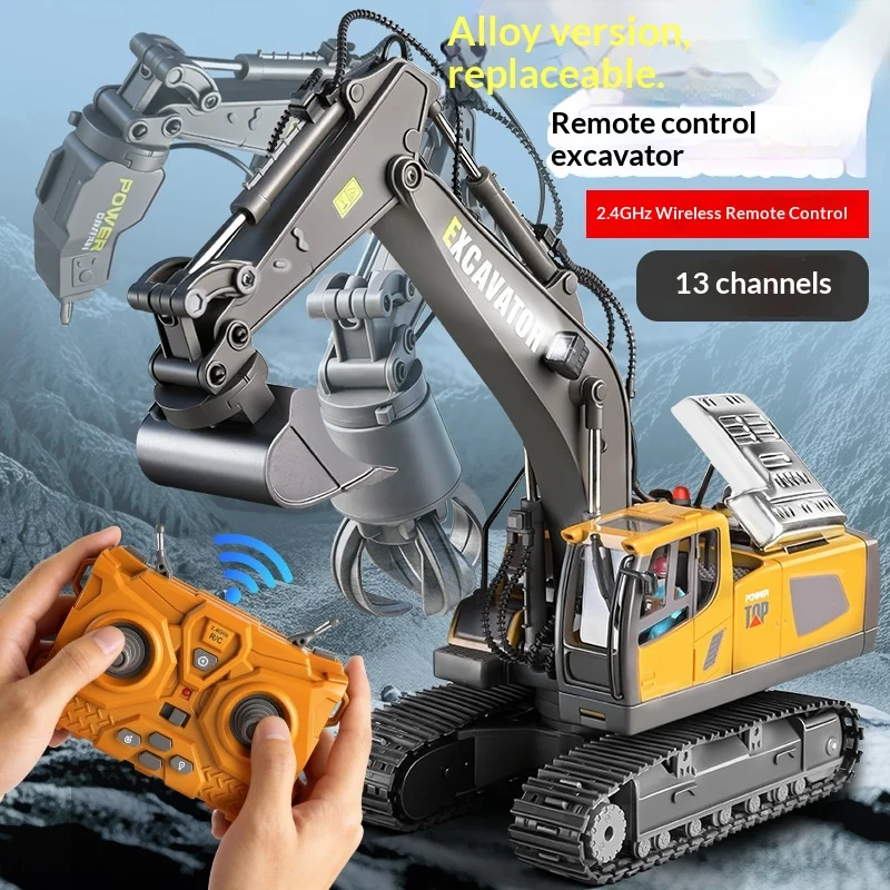 

Remote Control Alloy Excavator Dump Truck 11 Channels 2.4g Construction Vehicle Sound Light 680 Degree Rotation Kids Toy
