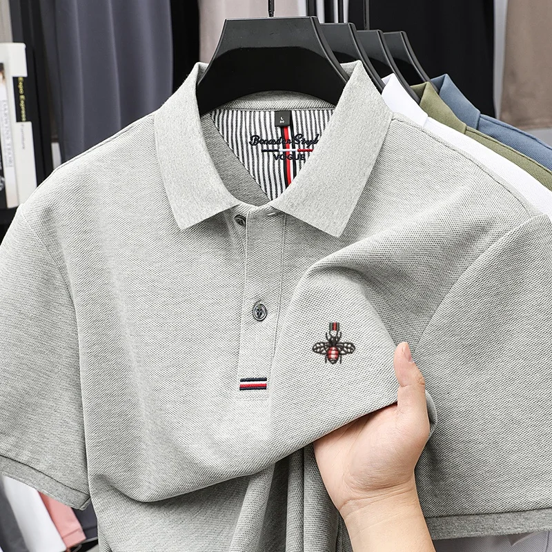 

100% чистый хлопок брендовая мужская летняя удобная дышащаяРpolo поло с короткими рукавами бестселлер изысканная повседневная футболка с вышивкой