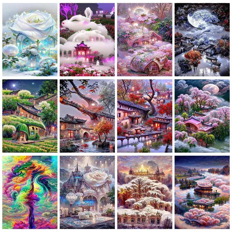 

GATYZTORY Decorative Painting By Numbers Handmade Canvas Painting Scenery Picture Living Room Decoration