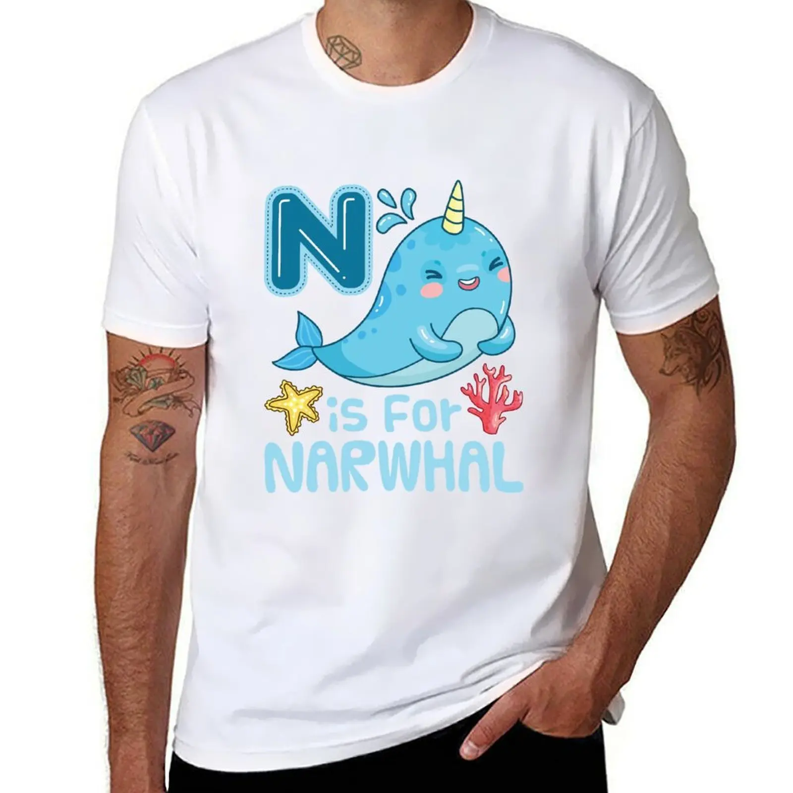 

N Is For Narwhal T-Shirt man t shirt cotton high quality men t shirt cotton 100% T-Shirt