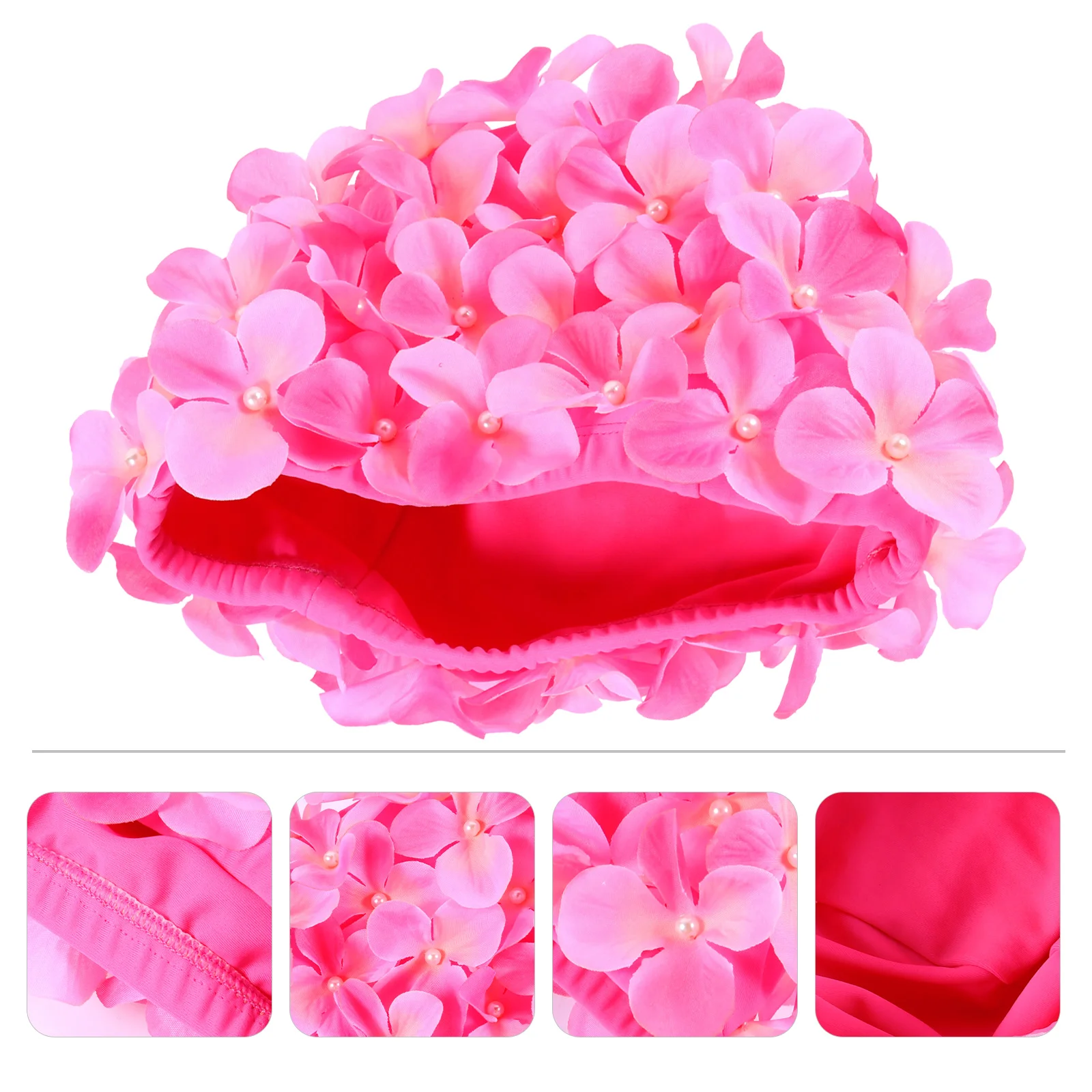 

Handmade Flower Swimming Cap Beach Accessory Ear Protector For Breathable Hat Women Nylon Fabric