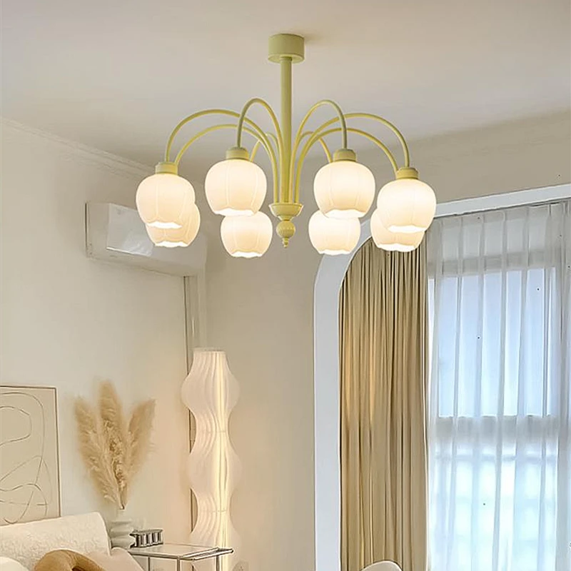 

French Style Creative Chandelier Nordic Cream Style Metal Pendant Living Room Restaurant Guest Room Decor Simple Hanging Lamp