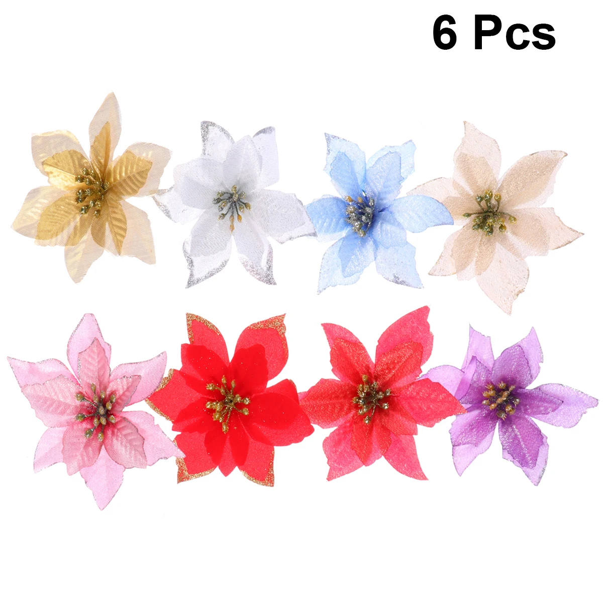 

8 Pcs Artificial Flower for Christmas Tree Decor Wedding Party Flocked Hanging Picks Craft Elegant Lightweight