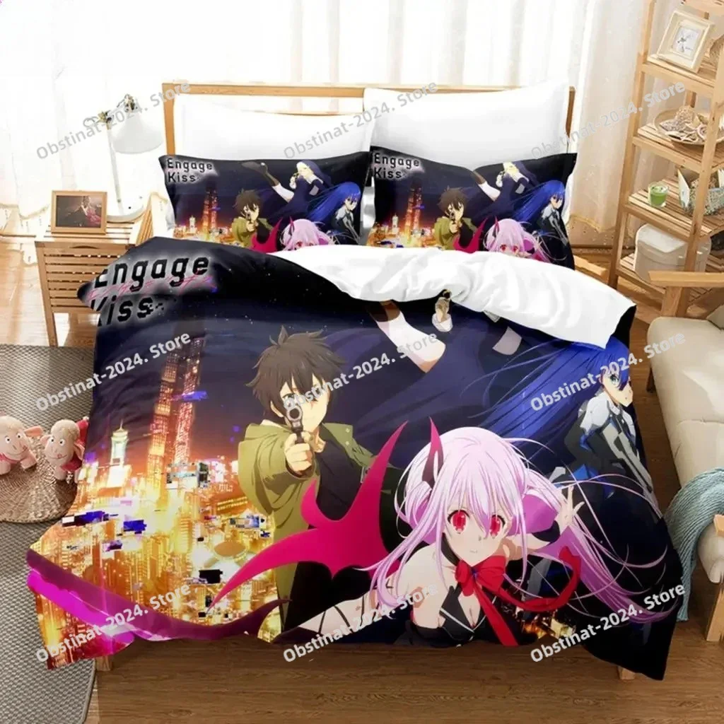 Engage Kiss Anime Bedding Set Quilt Cover Twin Full Queen King Size With Pillowcases Bed Set Aldult Bedroom Decor Gift