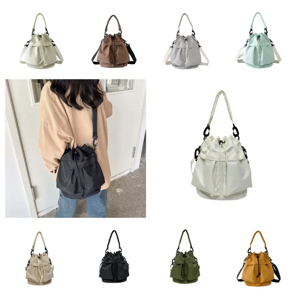 Koreaanse stijl zwemmen nylon crossbody tas grote capaciteit nylon trekkoord fitnesstas effen kleur niche ontwerp emmer tas reizen