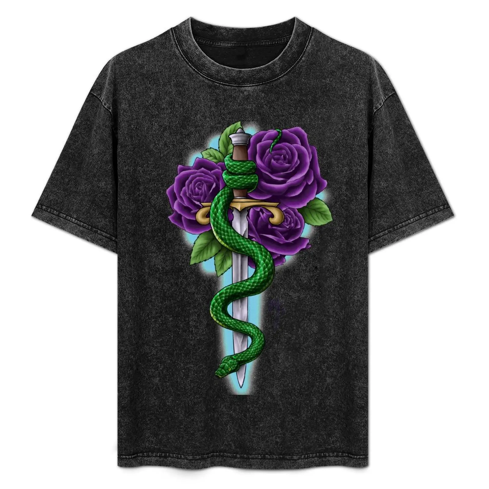 

Floral Snake & Dagger T-Shirt sweat baggy shirts vintage graphic tee tees mens t shirts casual stylish