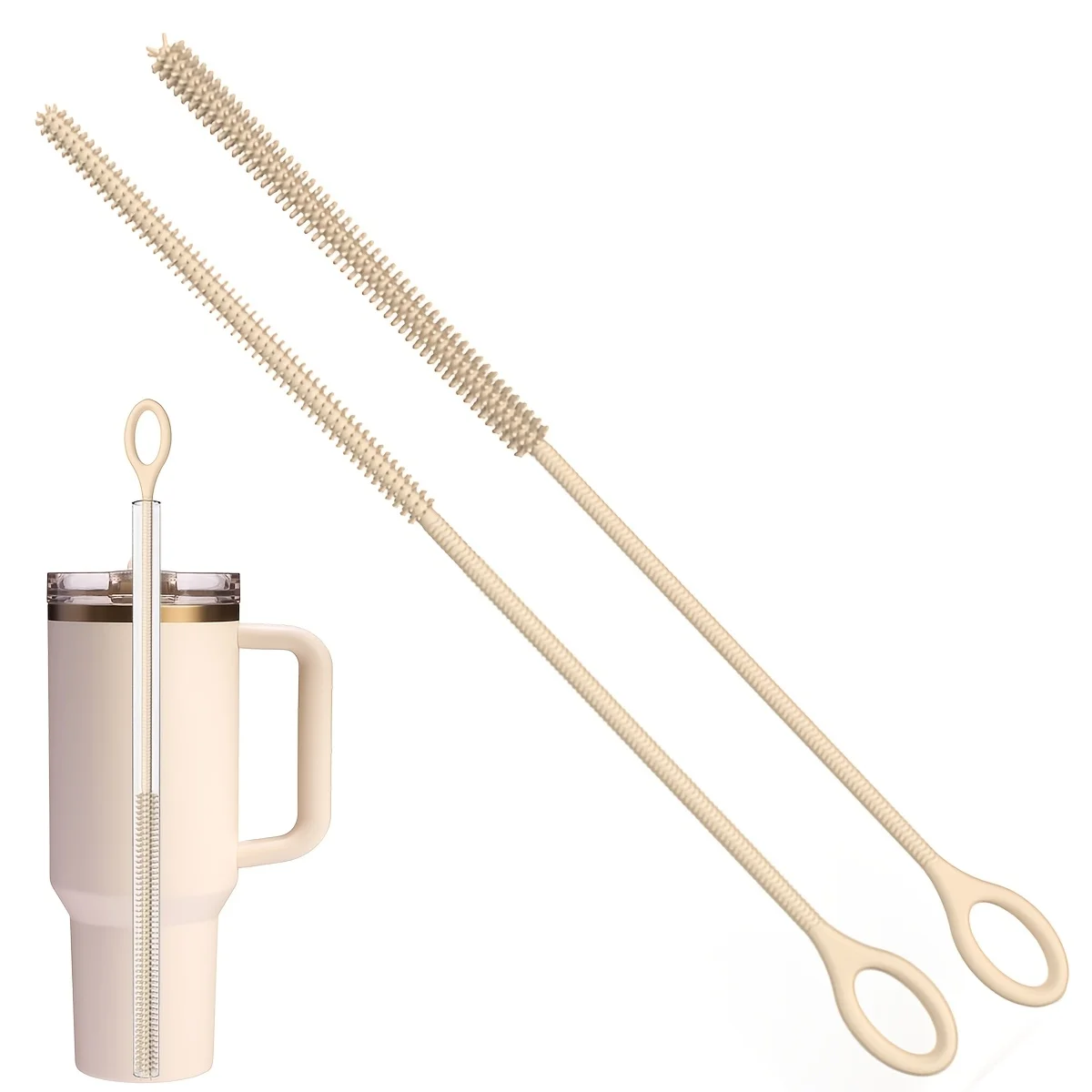 2 Pcs Drinking Straw Cleaning Brush Kit Tube Brush Nylon Stainless Steel Long Handle Cleaning Brushes for Baby Cup Bottles