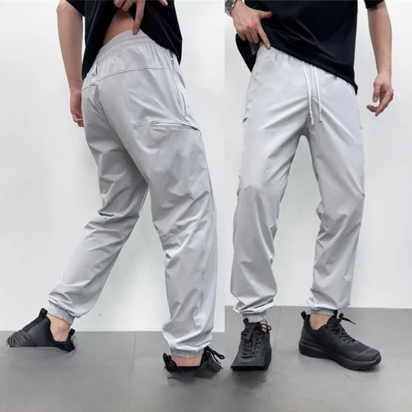 

Quick Dry Laser Drill Outdoor Casual Pants Men's Spring Summer Straight Leg Fit 3D Trim Elastic Leisure Trousers Trendy