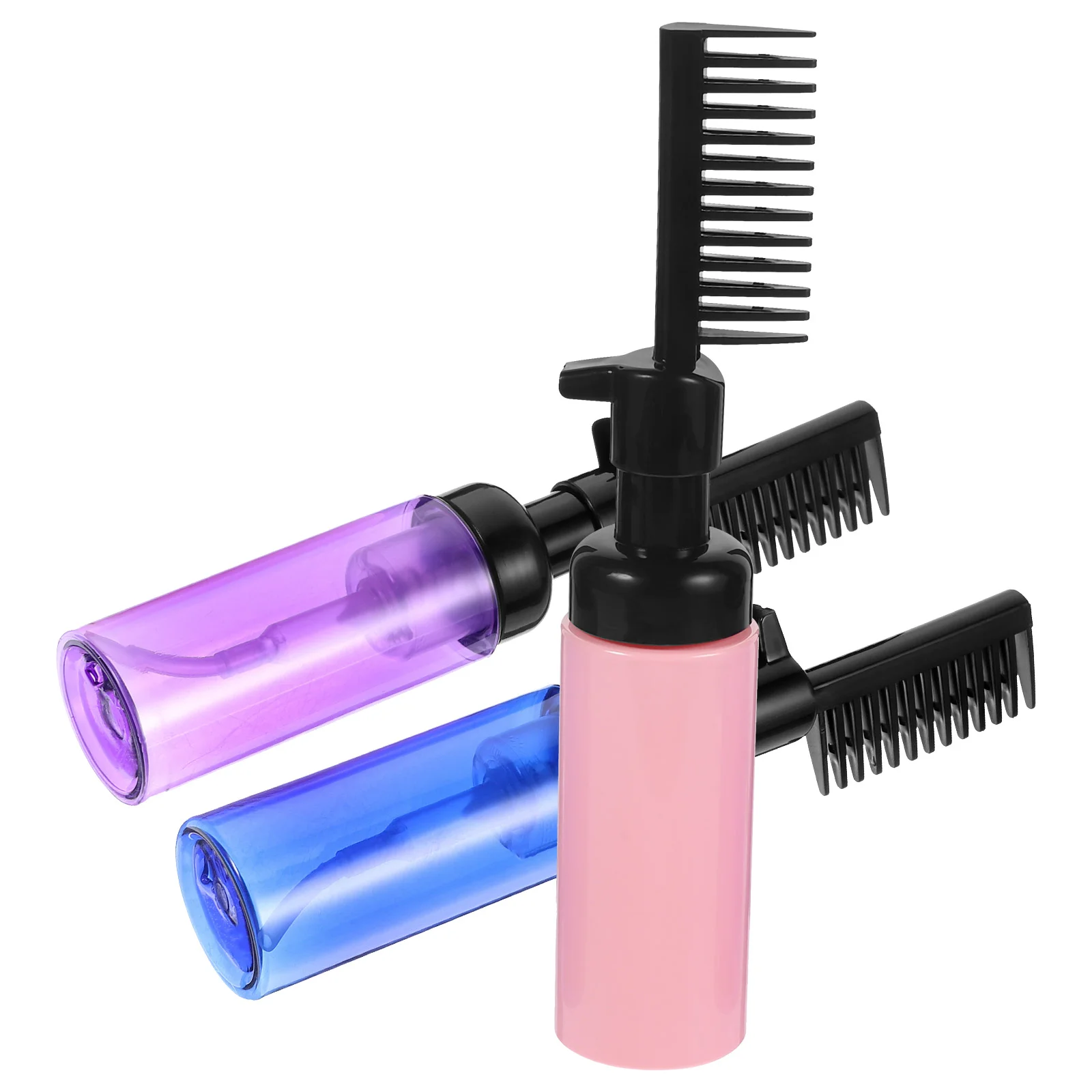 3 Pcs Hair Dye Comb Pump Foam Bottle Oil Vacuum Travel Bottles Plastic Brush and Bowl Kit Dyeing