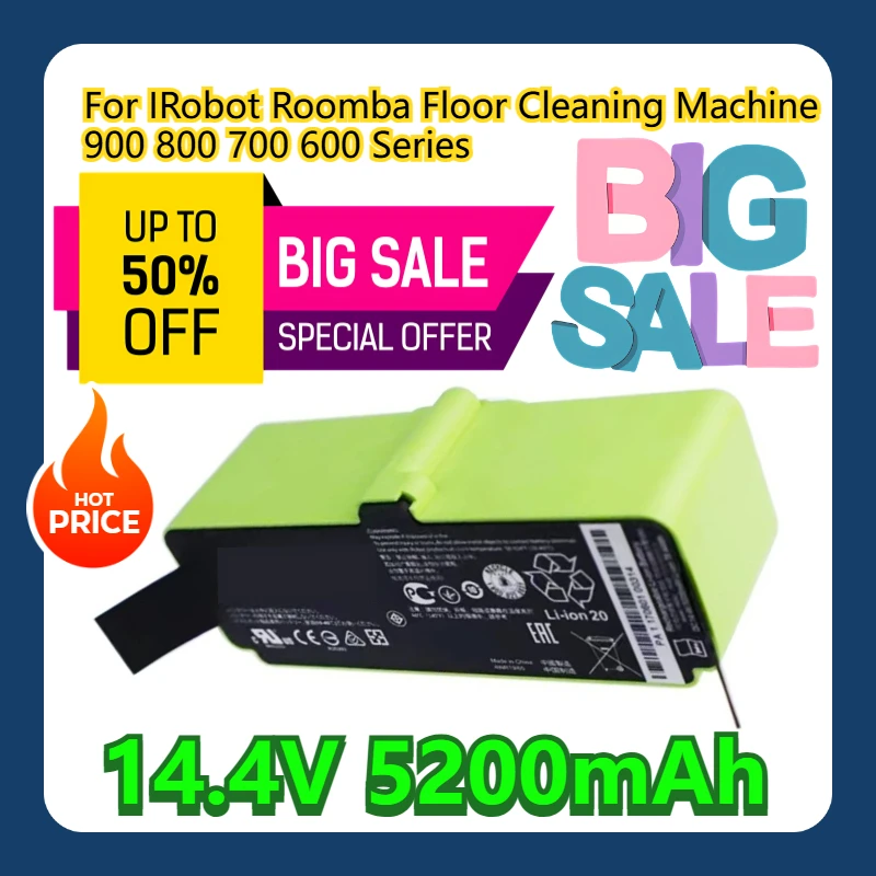 

For IRobot Roomba Floor Cleaning Machine 14.4V 5200mAh 900 800 700 600 Series