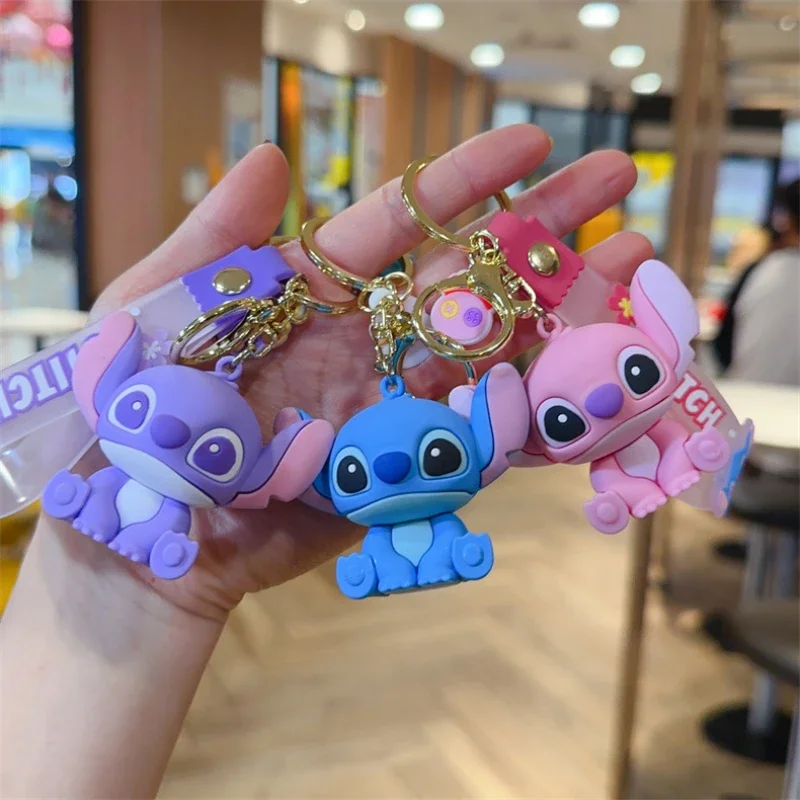 

Disney Stitch Keychain Cartoon Kawaii Figure Hanging Couple Backpack Pendants Student Exquisite Car Key Decoration Birthday Gfit