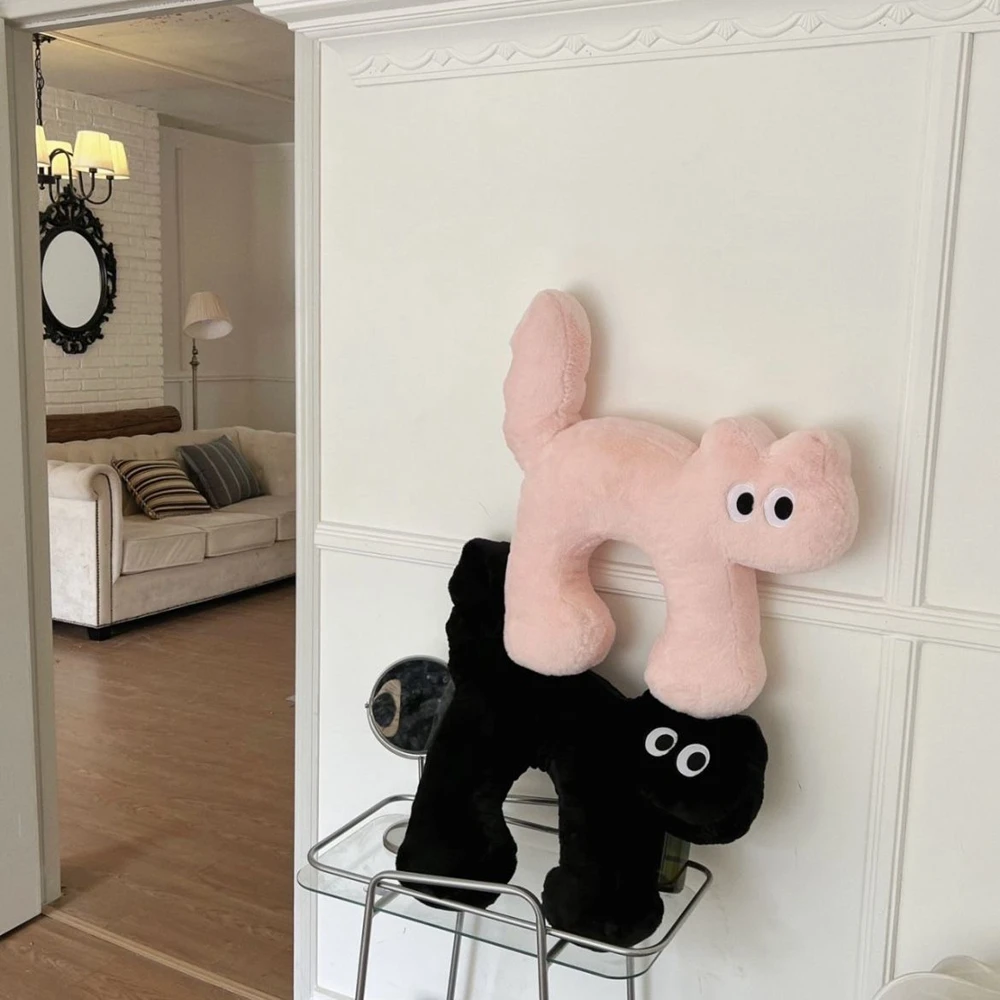 50Cm Creatieve Schattige Kat Gooien Kussen Pluche Speelgoed U-Vormig Kussen Kussen Sofa Stoel Decoratie Stuk Super Zachte Pop Verjaardag