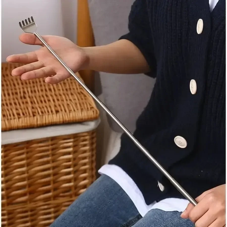 Silvery Portable Telescopic Back Scratcher - Extendable Stainless Steel, for Men & Women, Relaxing Tool & Great Gift Option