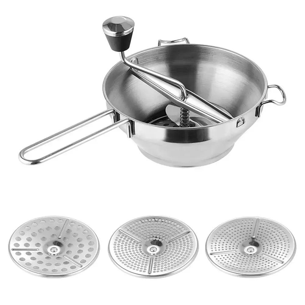 Stainless Steel Hand Crank Manual Grinder for Vegetable Mashed Potato Tomato Applesauce Dishwasher Safe Rotary Food Mill