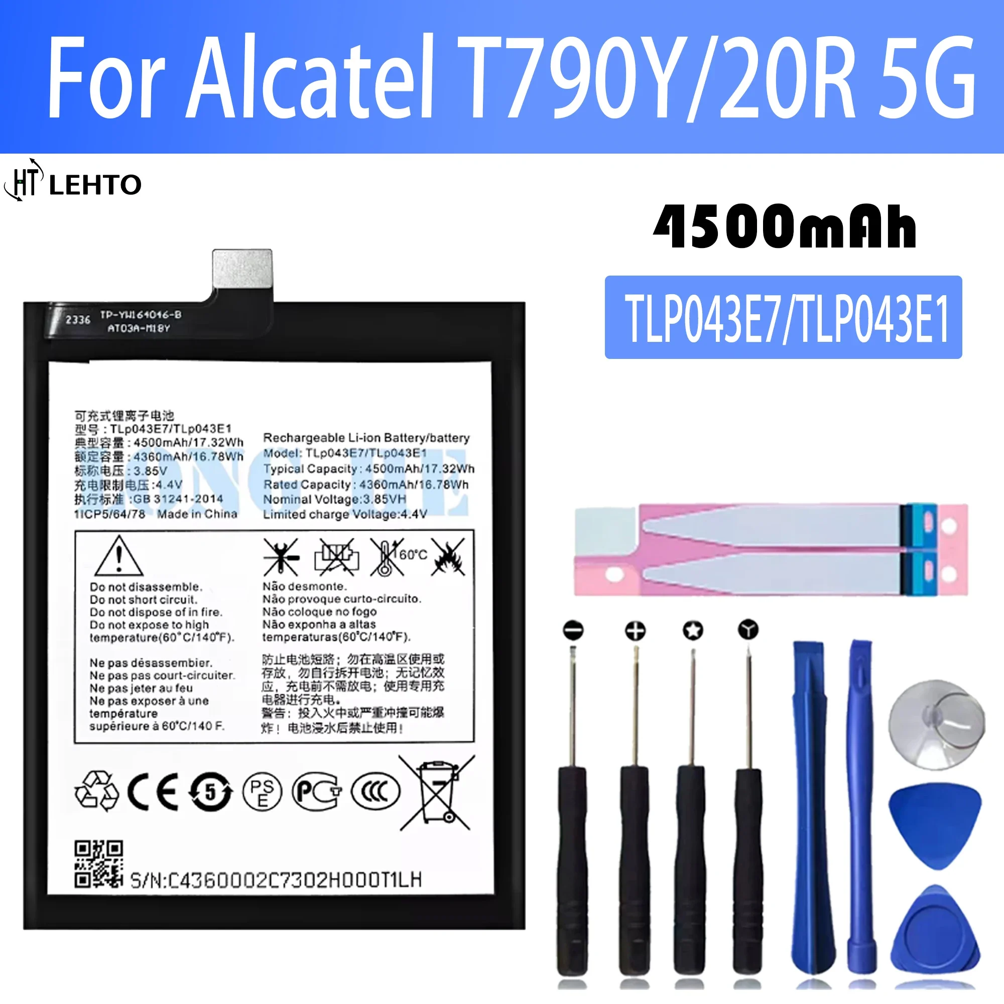 

100% New Original Battery TLP043E7 For Alcatel T790Y 20R 5G Battery + Free Tools