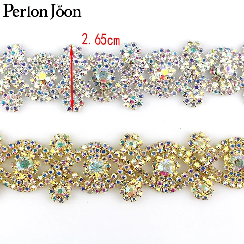 X-shape AB color Symphony crystal rhinestones trim metal chain Ribbon for dress, bag, shoes accessories ML013