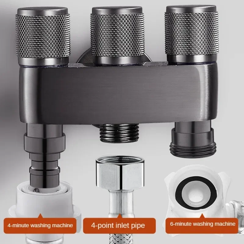 

Латунный смеситель с тремя выходами для стиральной машины хромированный/серый смеситель с треугольным клапаном G1/3 Мини Многофункциональный