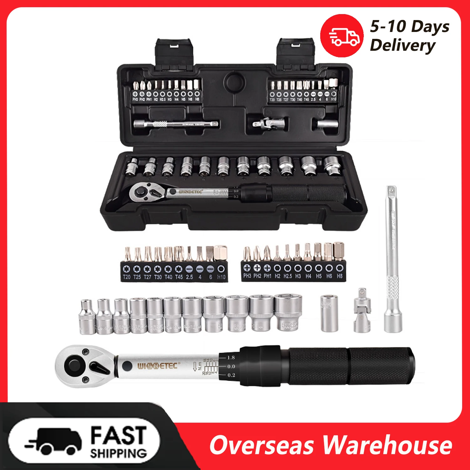 2-20Nm 1/4 Preset Torque Wrench Socket Bit Combination 35 in 1 Household Sets Multipurpose Utility Tool Kit Toolbox Hand Tool