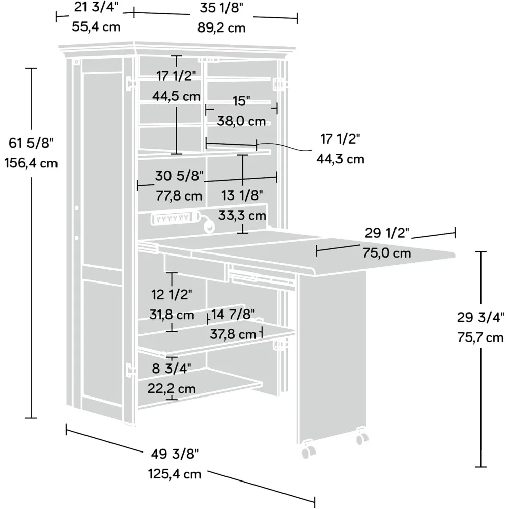 Verschiedener Aufbewahrungs- und Nähschrank, L: 35,12" x B: 21,81" x H: 61,58", Holz-Eiche