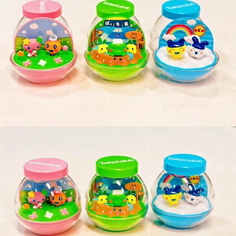 

Bandai Tamagotchi Gashapon Miniature Bottle Scene Figurines Mametchi Kuchipatchi Hanatchi Desktop Decor For Tamagotchi Fans