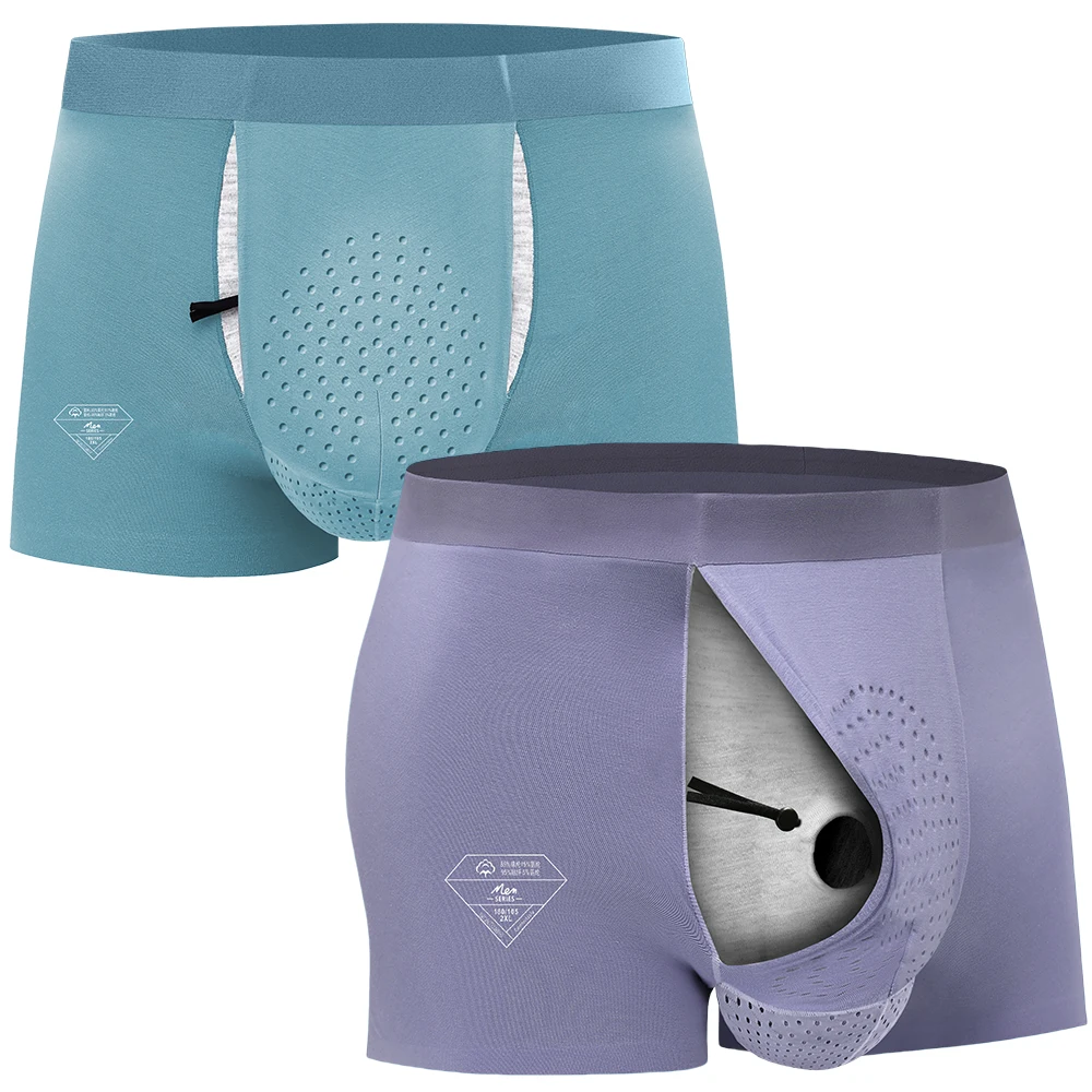 

Physical Therapy Man Underpants Front Open Hole with Adjustable Ring Boxers Briefs for Men Flat Underwear