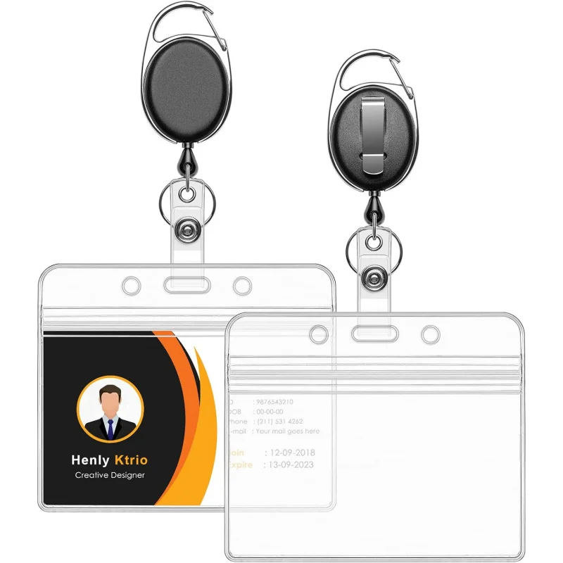 

Держатели бейджей с металлическим зажимом и брелоком — горизонтальные прозрачные пластиковые держатели бейджей