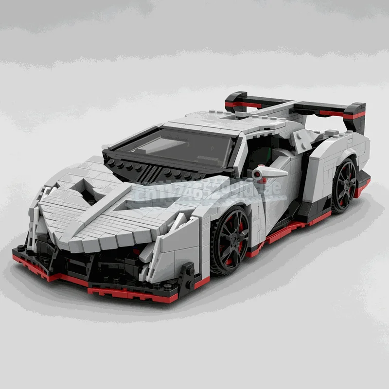 1156PCS White Super Sports Car Building Blocks Racing Vehicle Model Opening Doors DIY Assembly Creative Collection Display Gift