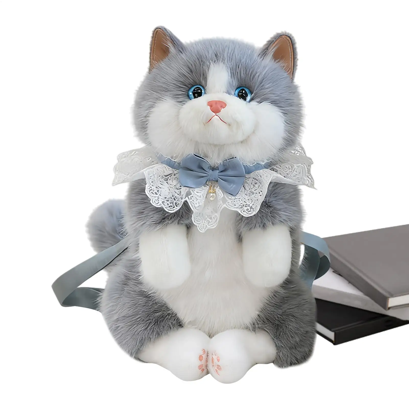 Mochila de Felpa con Forma de Gato, Bolsos de Peluche de Moda, Bolso de Hombro de Animal de Peluche para Mujeres, Niñas, Madres, Estudiantes Universitarias y Profesionales