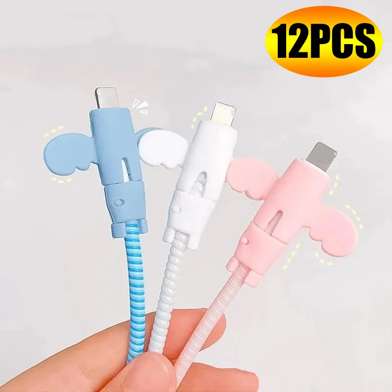 12/1 szt. Miękka silikonowa osłona na kabel do transmisji danych dla iPhone Samsung Xiaomi Organizer na kabel USB