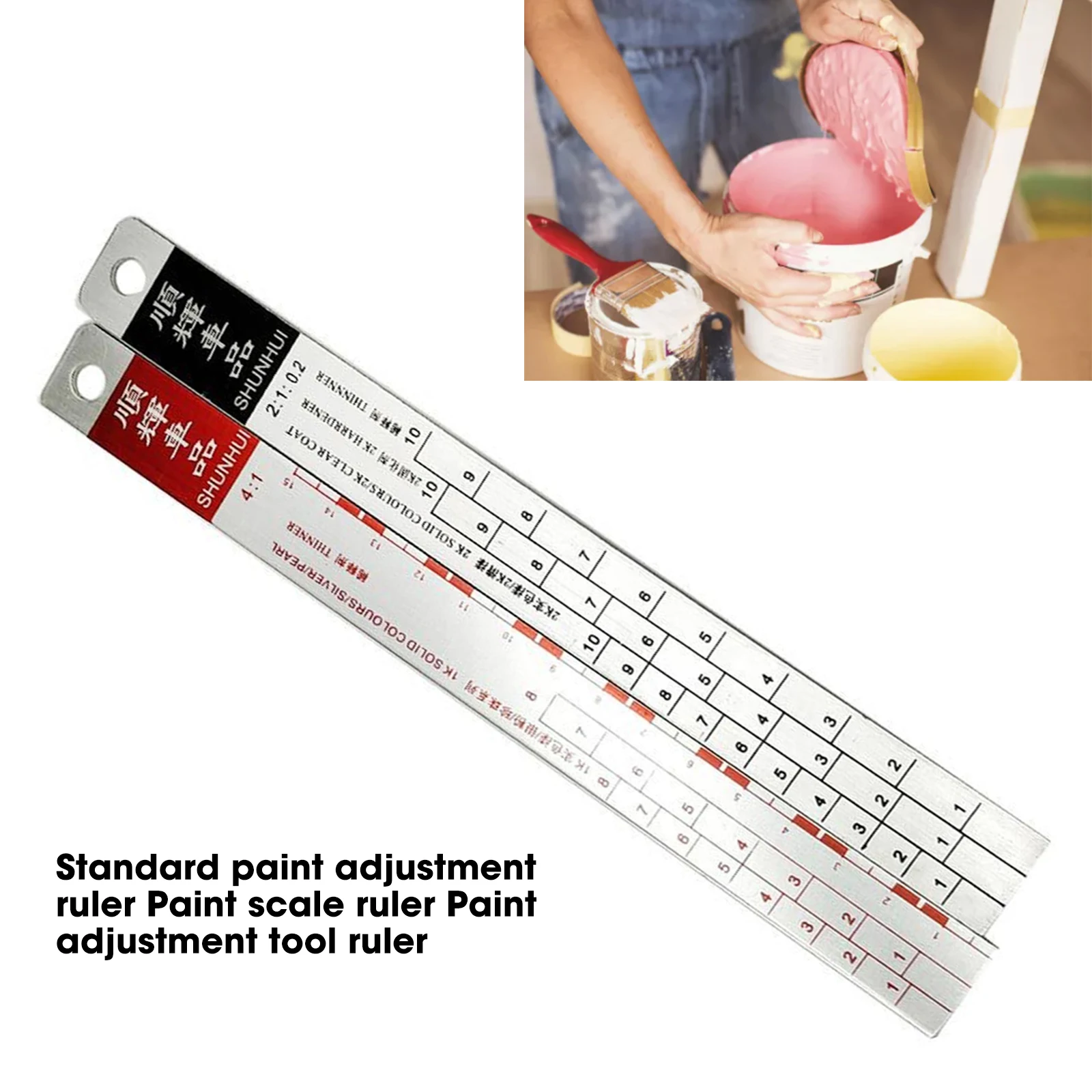 Mixing Tool Standard Car Paint Ruler Suitable for Cars Paint Ruler Ruler Paint Tool Black/R-ed Rulers Drop shipping