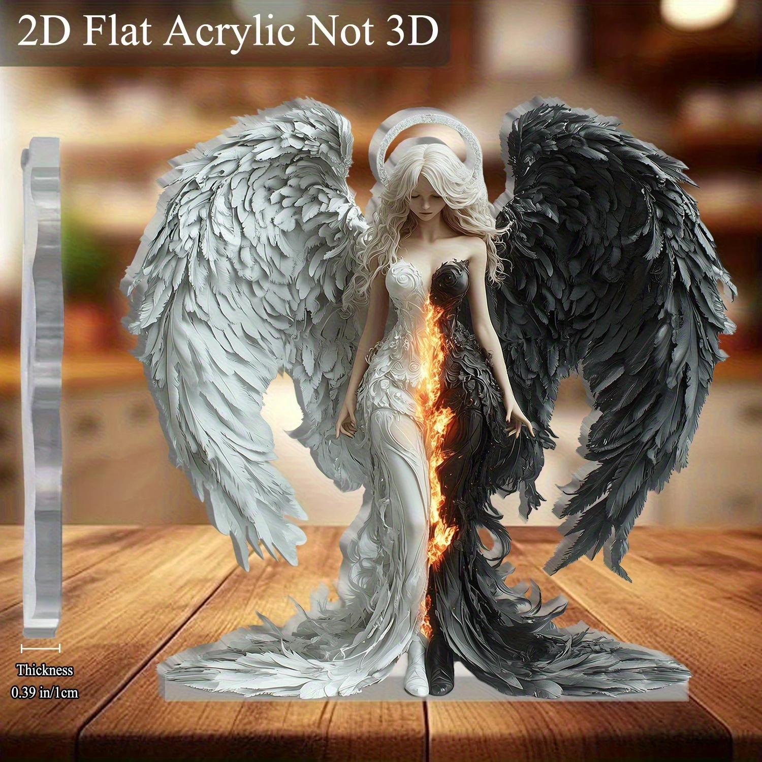 8in 2D Angel And Devil Wings Acrylic Desktop Decor Gothic Fantasy Style Home Art Guardian Angel Faithful Gift Photo Props Toys