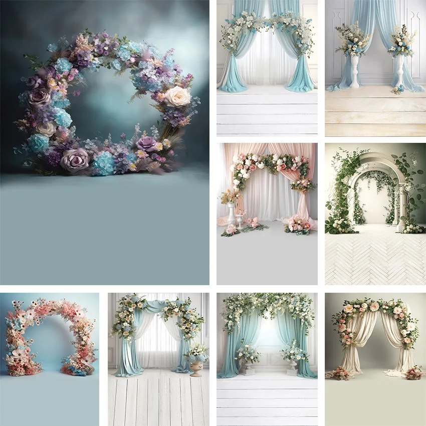 Mehofond Photography Background Arch Flower Indoor Window Curtain Birthday Wedding Maternity Portrait Decor Backdrop Photo Studi