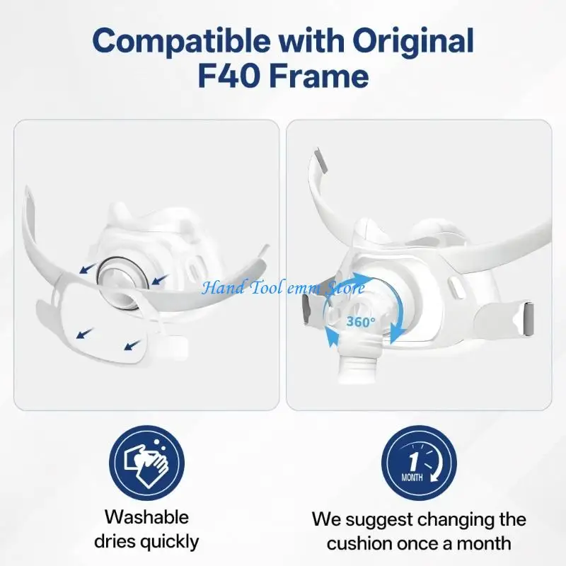 H37F AirFit F40 Compatible Full Face Mask Replacement Cushion, Soft Silicone Seal for Routine Mask Upkeep and Daily CPAP Care