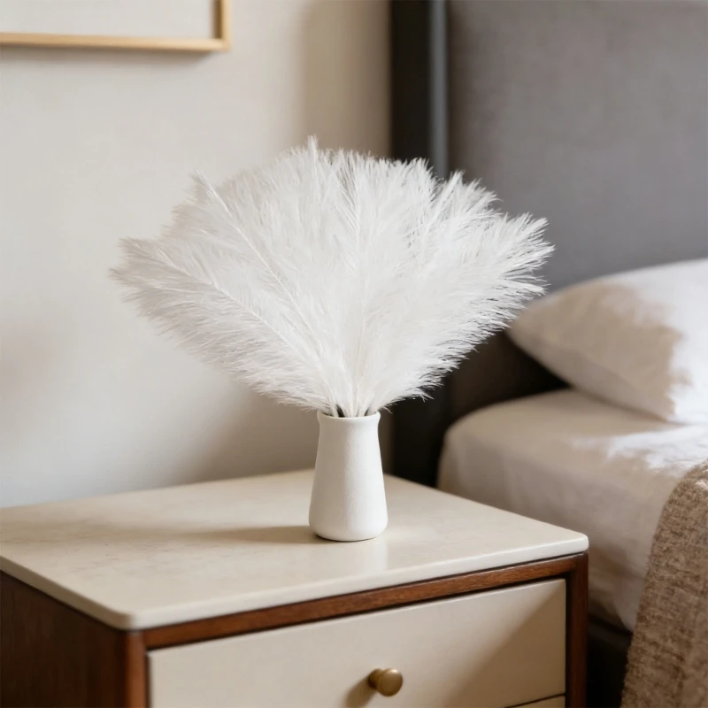 Flower Artificial Pampas Grass 22inch Tall White Stems Perfect For Party Decorations And Photography Props high quality view 5
