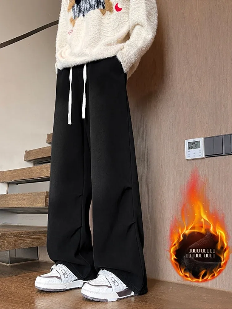 

Мужские зимние утепленные джинсы с флисовой подкладкой, прямые, повседневные, широкие, зауженные, фасон Bootcut, джинсовые брюки