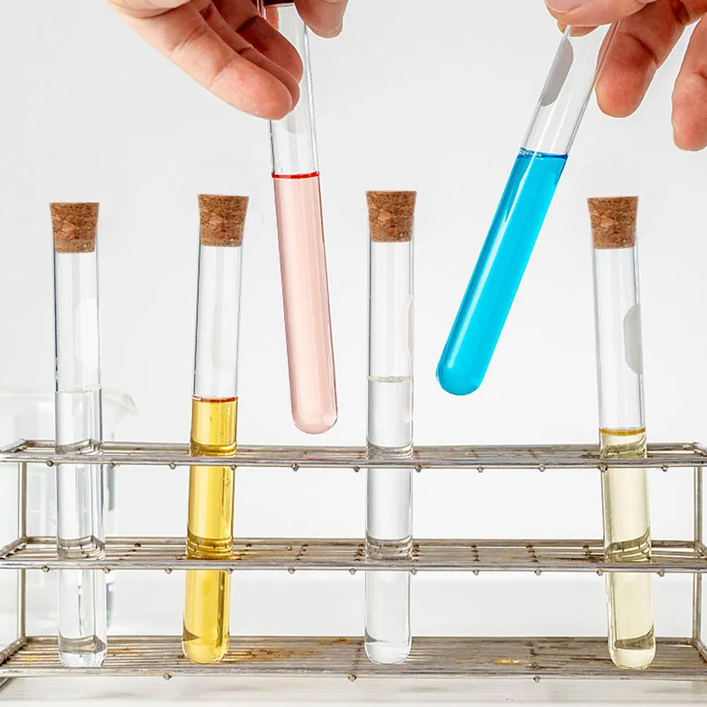 10Pcs Glass Test Tubes Cork Lid Sturdy Storage Tubes Candy Storage Tube Scientific Experiment Transparent Clear Portable