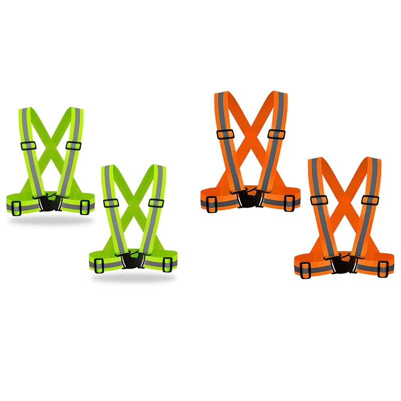 

2PCS High Visibility Adjustable Bright Neon Safety Vests High Visibility Reflective Seat Belt Gears ,Fluorescent Green