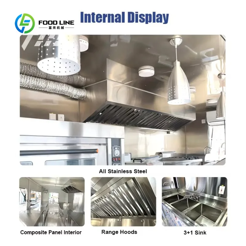 Reboque de caminhão de comida de sorvete móvel totalmente equipado comercial de luxo personalizado para venda na Europa