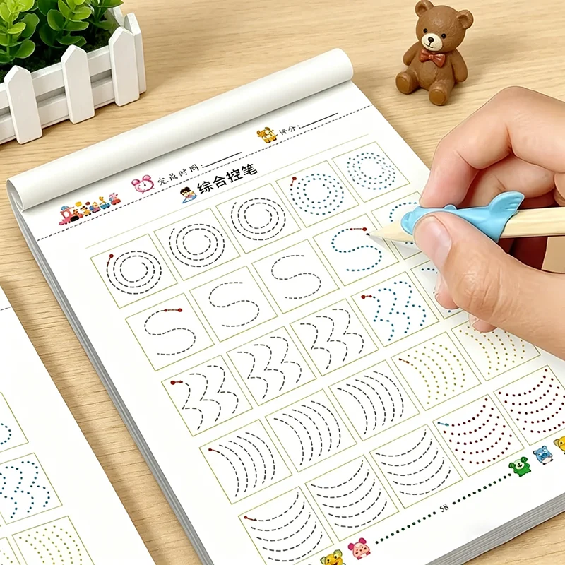 Preschool Pencil Control Workbook 60 Pages, Pre-Writing Tracing Practice Book for Kids Ages 3-6, Activity Book with Lines