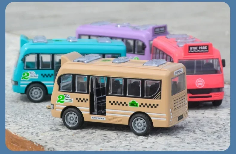 Voiture à inertie pour enfants, bus scolaire de dessin animé, jouets modèles pour enfants, cadeau pour garçons, véhicules à dos côtelé, mini modèle de voiture touristique pour garçons