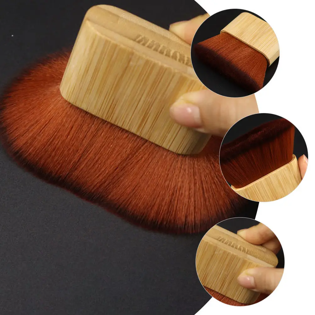 Supple Bristle Neck Duster Brush for Hair Cutting Barbershop Hair Clean Brush Bamboo Handle Soft Skin-Friendly Daily Salon Use