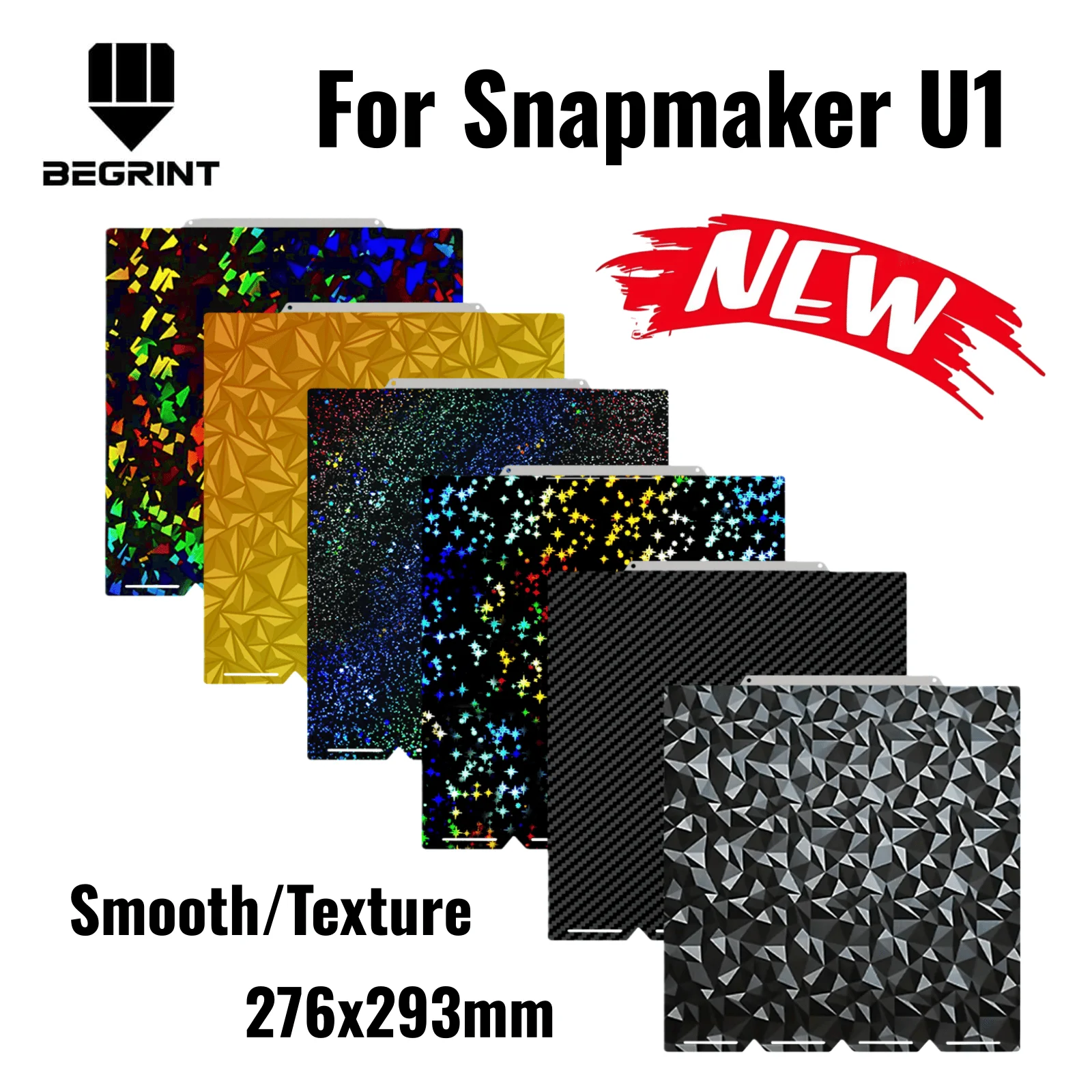 Plaque de construction pour Snapmaker U1, texturée PEI lisse PET PEO 270x270, lit chauffant en tôle d'acier à ressort Double face pour Snapmaker U1