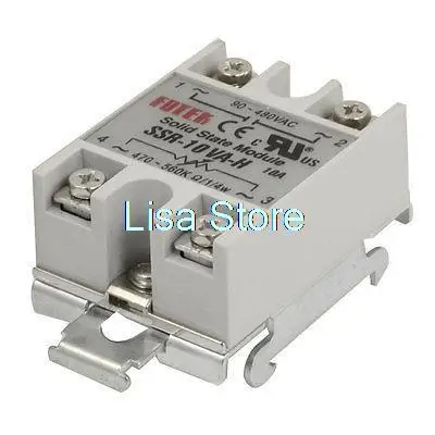 SSR-10VA-H AC90-480V 10A Solid State Relay Resistance Adapter w Rail Base