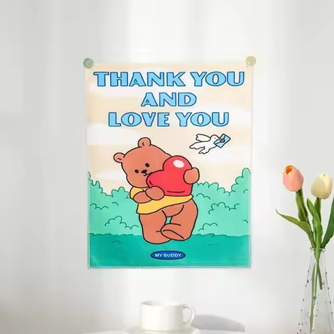 VIKAMA Cute Korean Bear Print Tapestry, Party Wall Hanging Home Decor For Living Room, Bedroom, Gaming Room And Dorm, Gift Idea