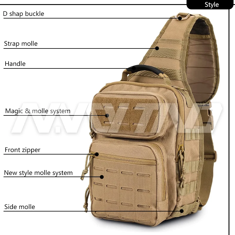 Outdoor Sling Shoulder BagsRover Chest Pack for Hunting Hiking Fishing EDC Backpack Molle Assault Range Bag Fit for 9.7\