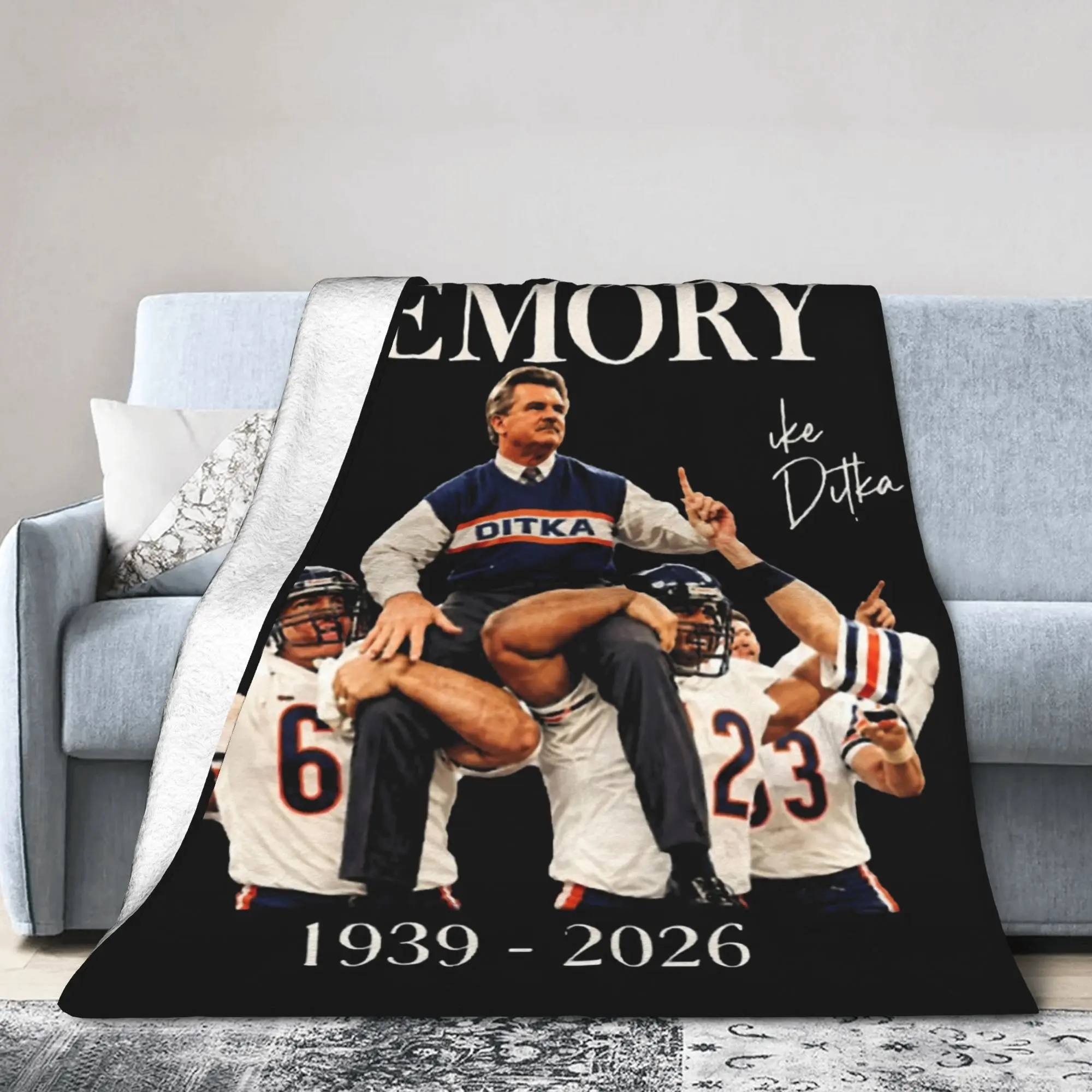 Mike Ditka Football Wool Blanket  Creative Throw Blankets for  Sofa Bedding Lounge 125*100cm Bedspread