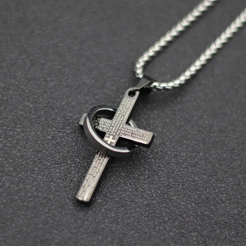 Fashion Men Necklace Unfading Not Allergic Stainless Steel Cross Collar 24 Inches Pendant Jewelry Hiphop Rock Casual Accessories