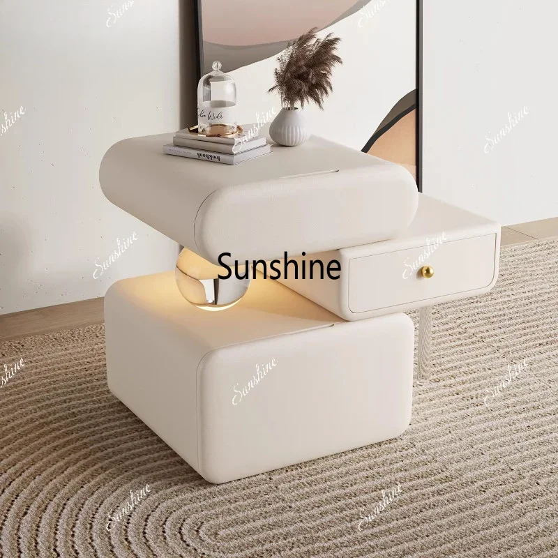Cream Style Creative Round Bedside Table Vintage Light Luxury Nights Table Storage Nordic Muebles De Dormitorio Home Furniture