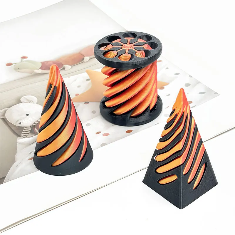 ثلاثية الأبعاد مطبوعة دوامة مخروط الهرم دوامة النحت ، دوامة مخروط تململ لعبة ثلاثية الأبعاد لعبة لتخفيف التوتر الديكور لمكتب مكتب منزلي